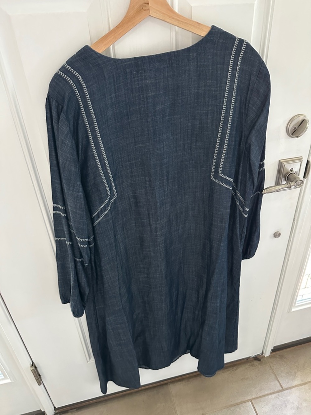 J. Jill Navy Blue Embroidered Tunic Dress - Picture 2 of 4